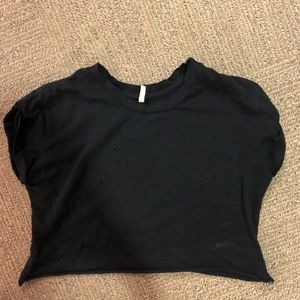 LF Black Distressed Crop Top